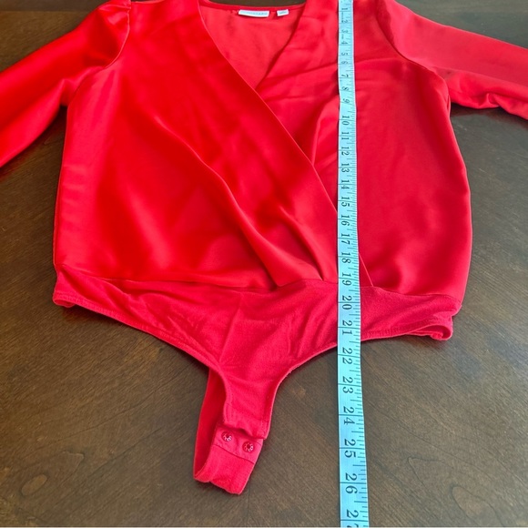 New York and Company | Eva Mendes Red Satin Bodysuit - Picture 7 of 9